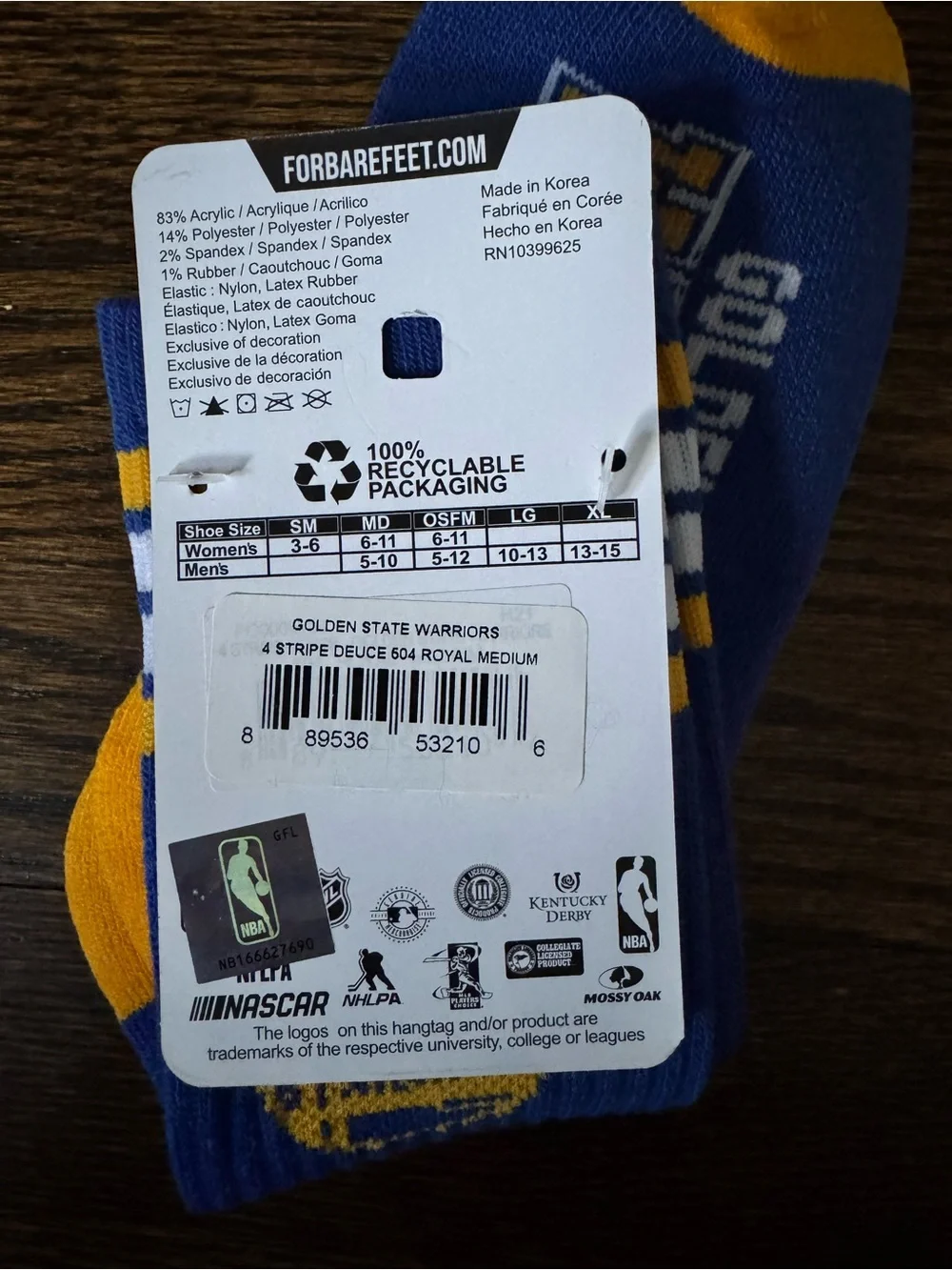 NBA Golden State Warriors Crew Socks - medium